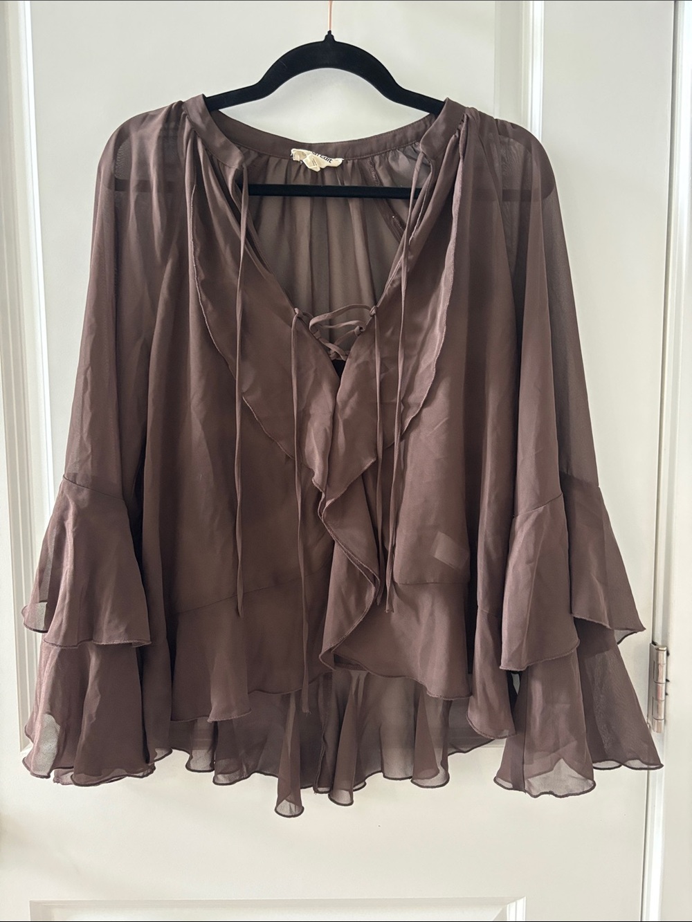 Open Edit Chiffon Ruffle Trim Top - Picture 5 of 7
